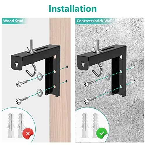 WALI Universal Projector Screen L-Brackets 6 Inch Adjustable Extension with Hook Kit | Black, 2-Pack, 66 lbs Capacity thumbnail 7
