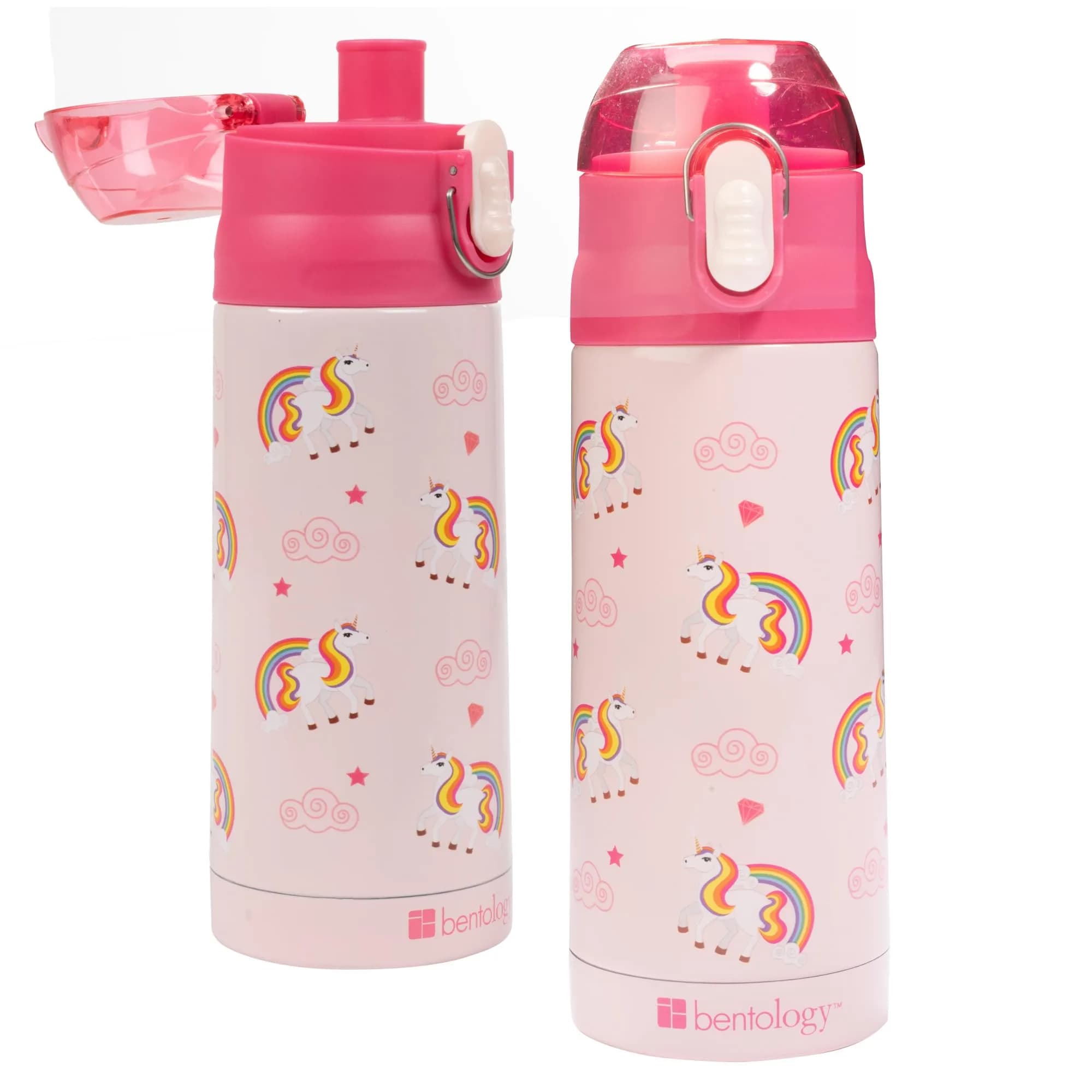 Bentology Stainless Steel Insulated Water Bottle 13 Oz (385ml) | Kids Ice Cream Theme Spill-Proof Lid — Unicorn