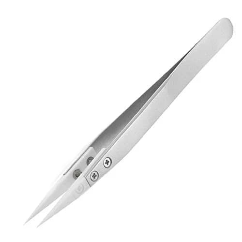 DazzyD Ceramic Tweezers with Stainless Steel Handle, 13cm (5.12 in.) | Non-Conductive for Precision Electronics thumbnail 1