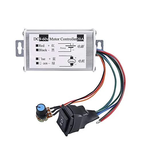 SDRGEEK DC Motor Speed Controller 9V-60V | 20A 1200W PWM Regulator with Switch & Knob thumbnail 1