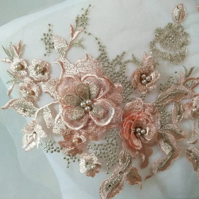 FEEPOP 3D Embroidered Flower Applique Patch 35cm x 28cm (13.8 x 11 inch) | Floral Lace Fabric DIY Decoration thumbnail 4