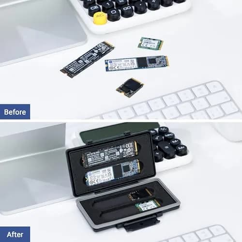 Kiorafoto 4-Slot M.2 NVMe SSD Case 130mm (5.1in) | Water-Resistant & Anti-Shock Protective Wallet Organizer thumbnail 3
