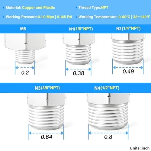 TAILONZ 1/4" Tube OD x 1/8" MNPT Straight Push to Connect Fitting 10Pcs | Copper & Plastic, Water & Air Compatible thumbnail 9