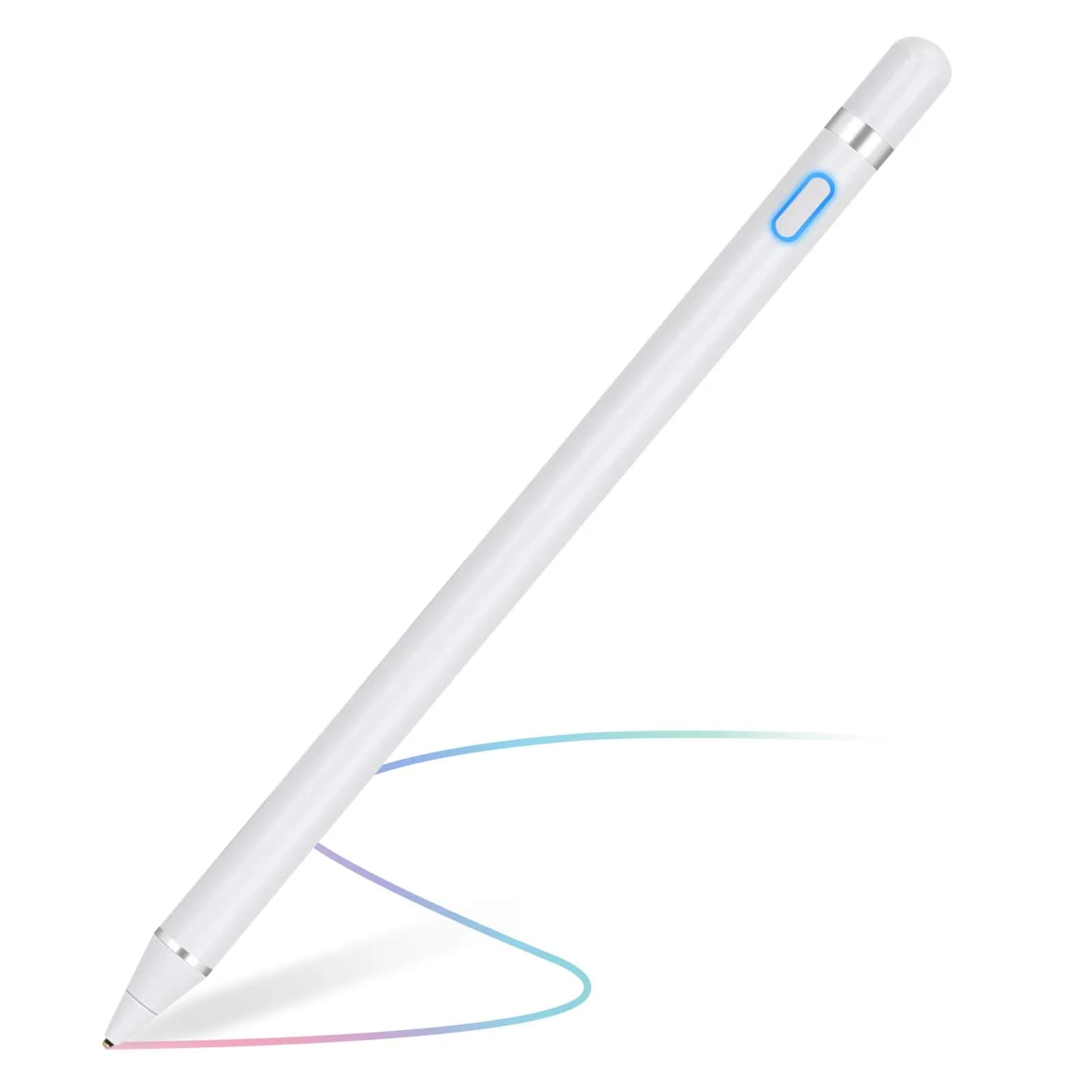 NVOPERANG Rechargeable Stylus Pen 1.5mm Fine Point | Precision Digital Active Stylus for iPads and Tablets — White