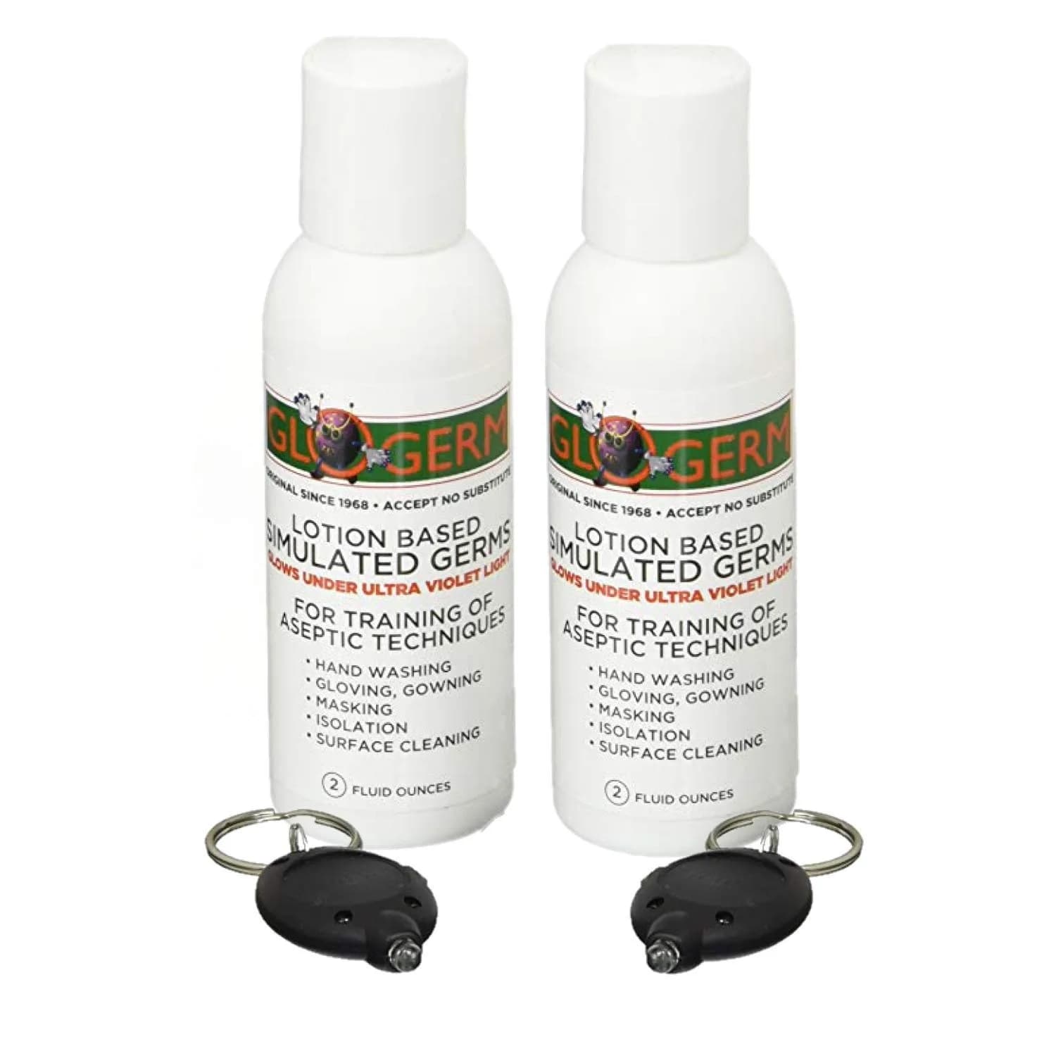 Glo Germ Mini Gel Kit 2 Pack (120ml / 4 oz Total) | Aseptic Training Tool with UV Light - main product image