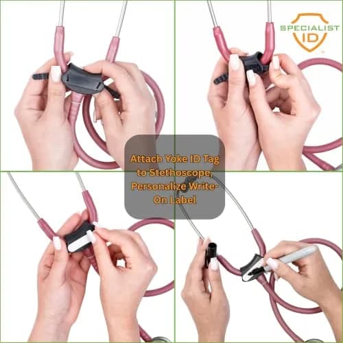 Specialist ID Black 2 Pack Stethoscope ID Tag for Cardio Steth Sizes | Fits Littmann Cardiology III & IV thumbnail 4