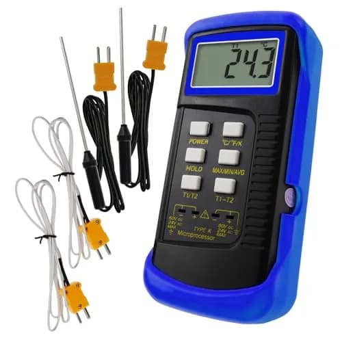 Gain Express Dual Channel K-Type Thermocouple Thermometer -50~1300°C (-58~2372°F) | HVAC Temperature Meter with 4 Probes thumbnail 1