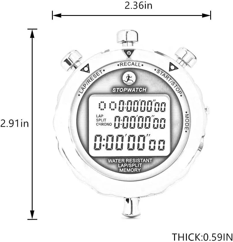 Rolilink Digital Stopwatch Timer 0.01s, Metal 10 Lap Memory, Large Display, Alarm for Sports & Marathon thumbnail 5