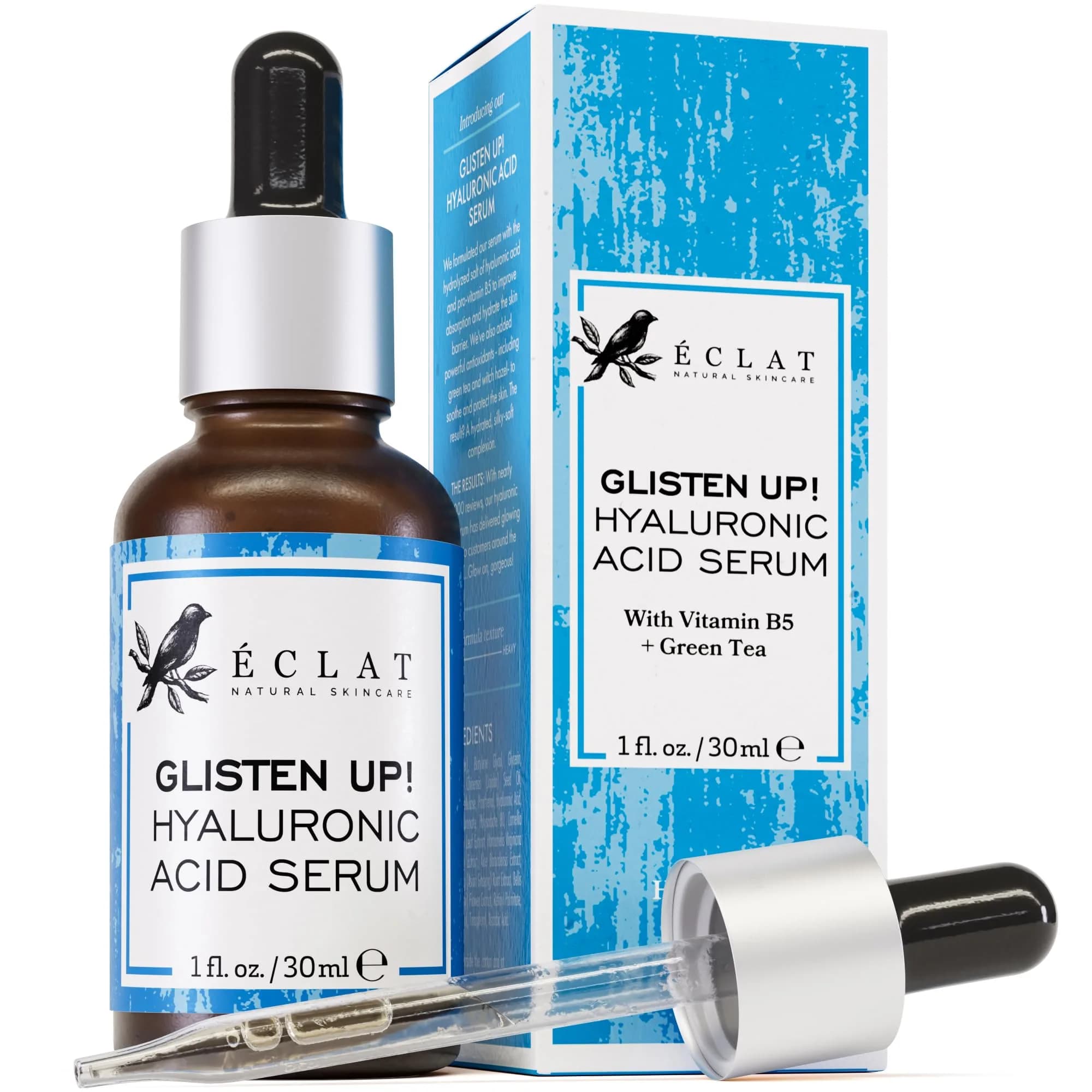 Eclat Skincare Clarifying Niacinamide Serum 30ml (1 Fl Oz) | Brightens Skin Tone & Minimizes Pores — 03 - Hydrating Hyaluronic Acid Serum