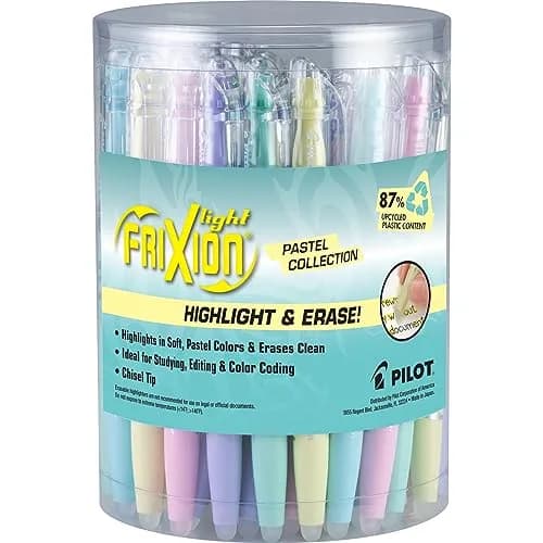 PILOT FriXion Light Erasable Highlighters, Pack of 36 Assorted Pastel Colors | Smooth Ink Flow, Fade-Resistant, Acid-Free thumbnail 1