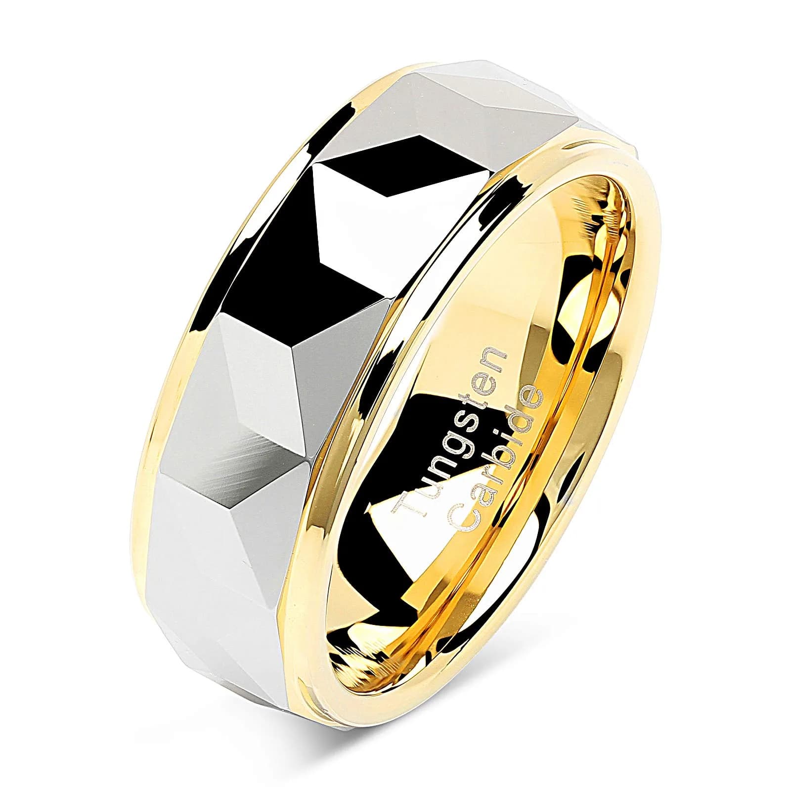 100S JEWELRY Tungsten Wedding Ring 8mm | Scratch & Waterproof Gold & Silver Two Tone (Size 6-16)