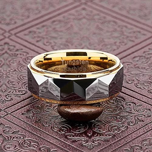 100S JEWELRY Tungsten Wedding Ring 8mm | Scratch & Waterproof Gold & Silver Two Tone (Size 6-16) thumbnail 4