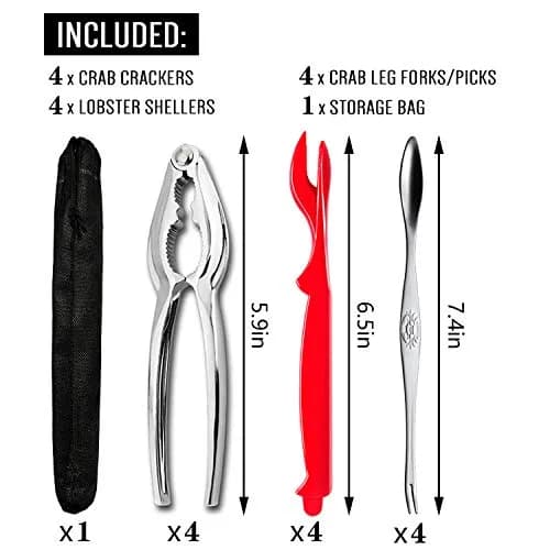 KXCOFTXI 13-Piece Crab Leg Cracker Set with Portable Bag | Heavy Duty Zinc Alloy & Stainless Steel Tools thumbnail 2