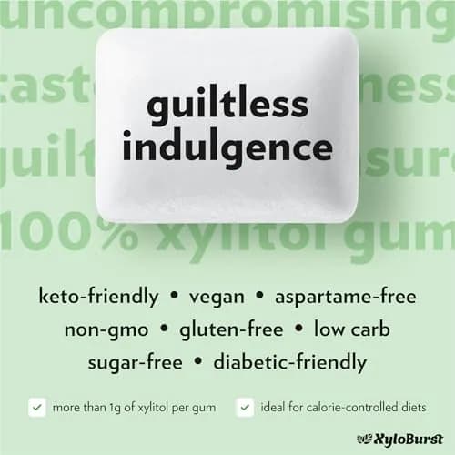 XyloBurst Sugar Free Gluten Free Chewing Gum Spearmint | 300 Pieces (100 Count Jar, Pack of 3) thumbnail 5