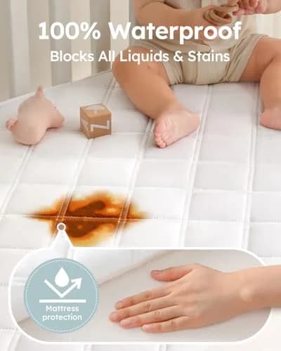 Yoofoss Waterproof Crib Mattress Protector Quilted Sheets Fitted 52''x28'' | Soft, Waterproof & OEKO-TEX Certified thumbnail 2