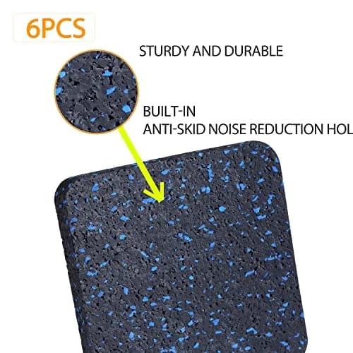 BestXD Rubber Treadmill Mat Pads 6-Pack 10.0cm x 10.0cm x 1.27cm | Protects Floors & Reduces Noise thumbnail 6