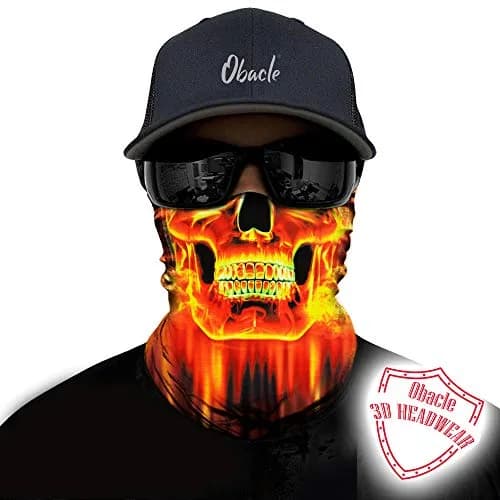 Obacle Skull Face Mask Half - Skull Fire Neat Teeth Design for Dust, Wind & UV Protection thumbnail 2