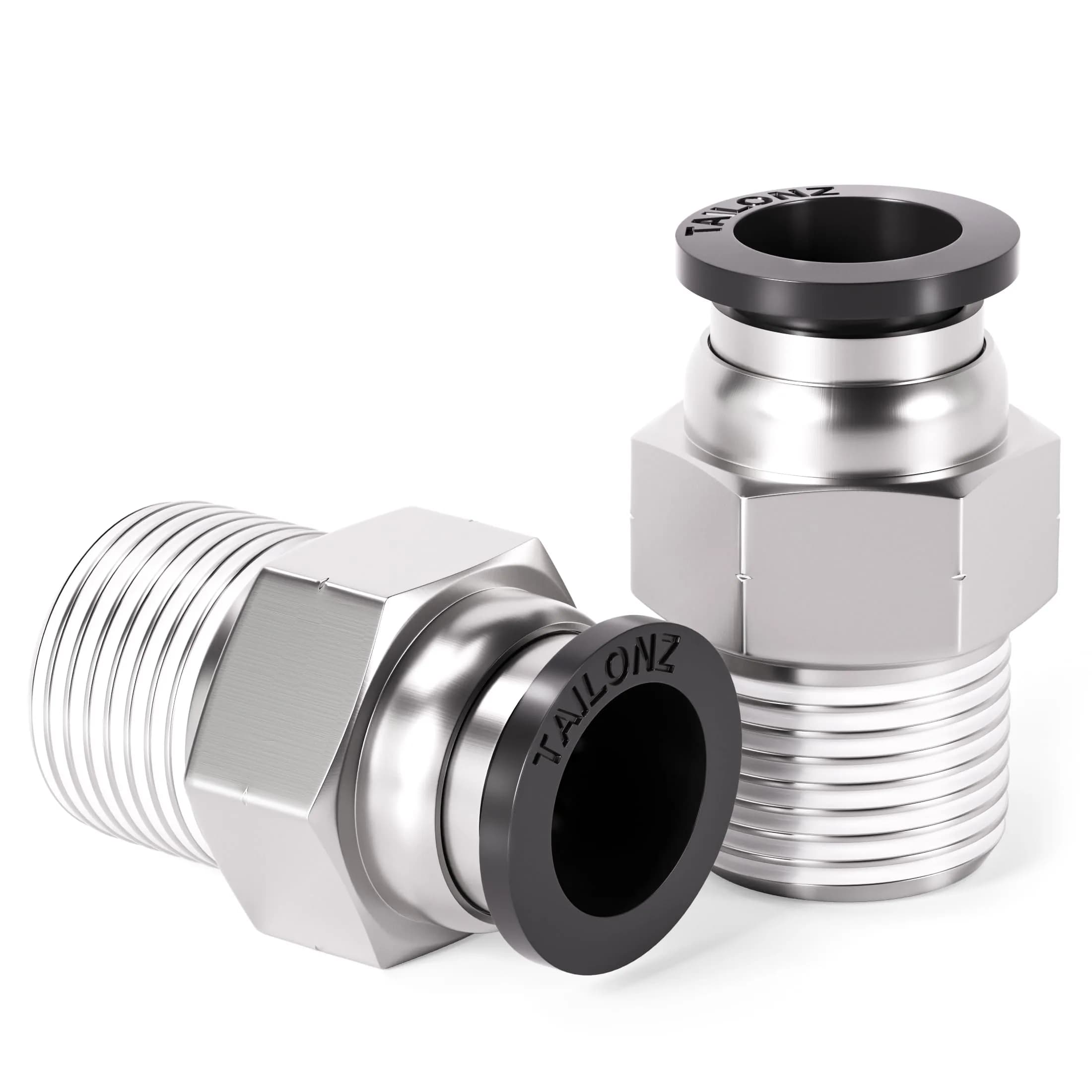 TAILONZ 1/4" Tube OD x 1/4" MNPT Straight Push to Connect Fitting 10Pcs | Copper & Plastic, Water/Air/Oil, 145Psi - main product image