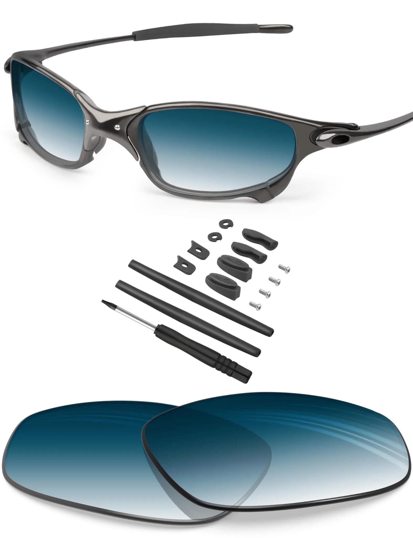 BLAZERBUCK Blue Gradient Replacement Lenses for Oakley Juliet Sunglasses | Impact Resistant, UV Protection