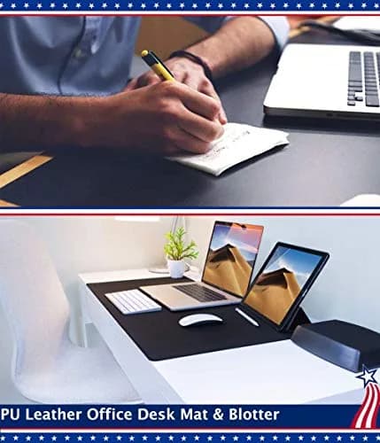 Easy Easy Life Black PU Leather Desk Pad 43cm x 91cm (17" x 36") | Waterproof & Anti-Skid Writing Mat thumbnail 2