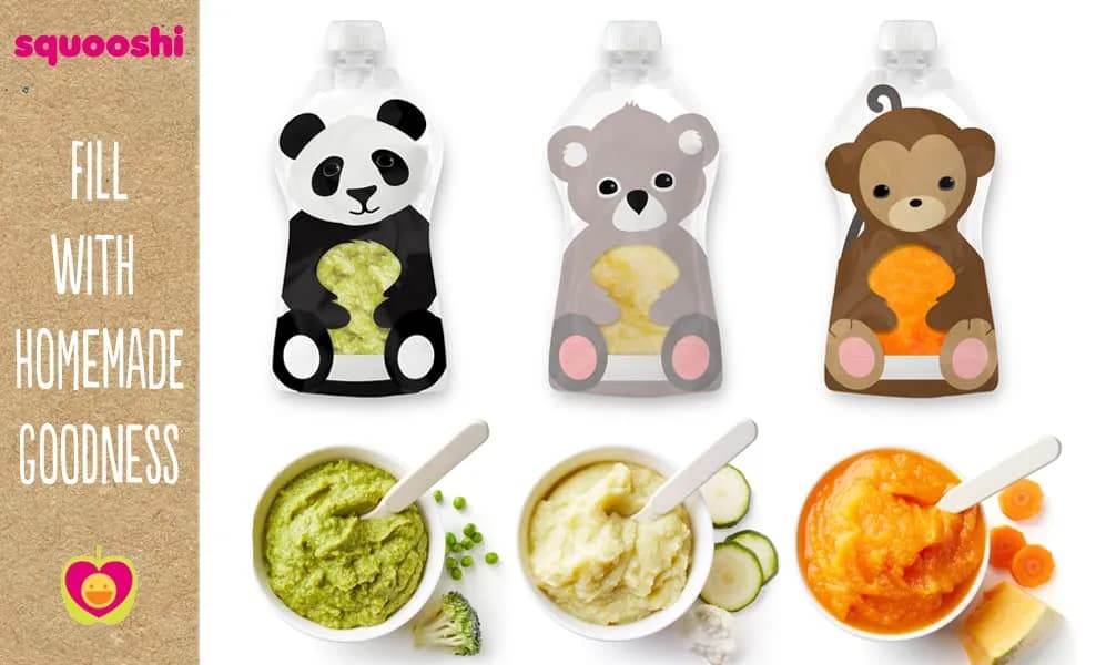 SQUOOSHI Reusable Baby Food Pouches 6 Pack | 3.4 oz | BPA-Free, Dishwasher Safe, Freezer Safe thumbnail 7