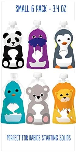 SQUOOSHI Reusable Baby Food Pouches 6 Pack | 3.4 oz | BPA-Free, Dishwasher Safe, Freezer Safe thumbnail 2
