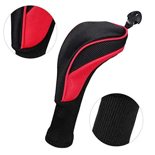 LONGCHAO Red/Black Golf Head Covers Driver 1 3 5 7 X | Thick Neoprene Protects Clubs thumbnail 6