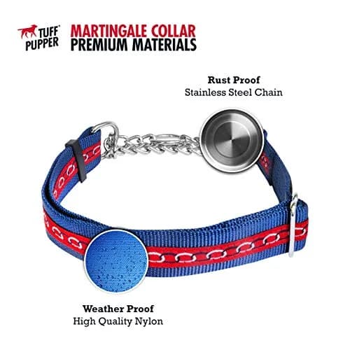 Tuff Pupper Martingale Dog Collar Medium 16-24" Neck | Adjustable Nylon & Stainless Steel Chain for Training thumbnail 4