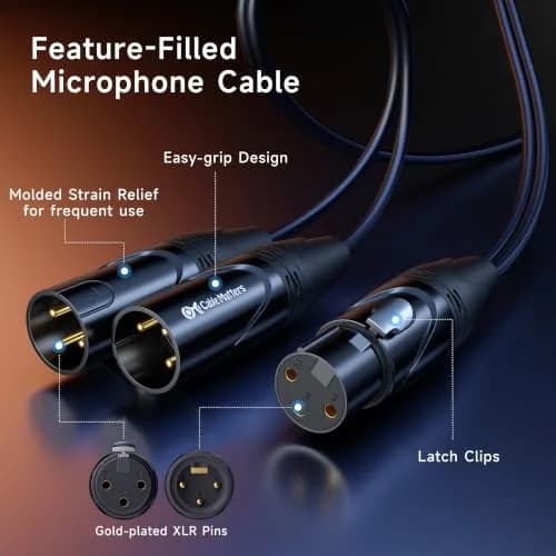 Cable Matters XLR Splitter Cable, Female to 2X Male, 1.5ft | Noise-Free Balanced Audio thumbnail 7
