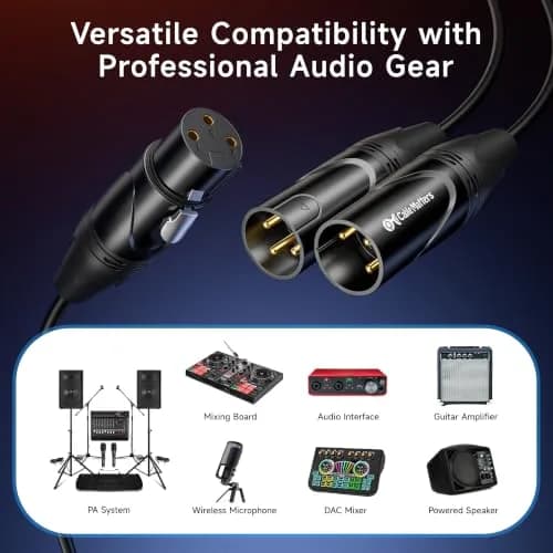 Cable Matters XLR Splitter Cable, Female to 2X Male, 1.5ft | Noise-Free Balanced Audio thumbnail 3