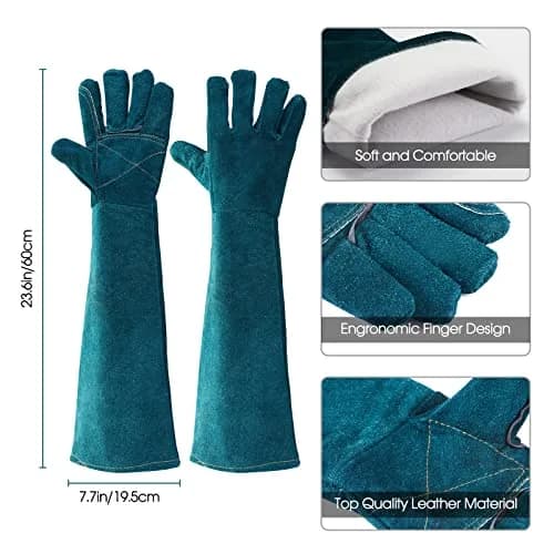 AOWPFVV Animal Handling Gloves Bite Proof for Dogs, Cats, 60cm (23.6in) Large | ANSI Cut Level A5 Protection thumbnail 2