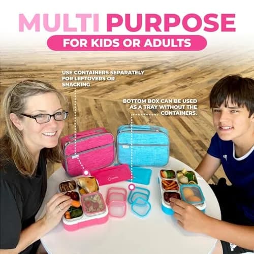 kinsho Stainless Steel Bento Lunch Box Set for Adults, Kids - 34 oz Pink | Leak-Proof Meal Prep Containers thumbnail 6