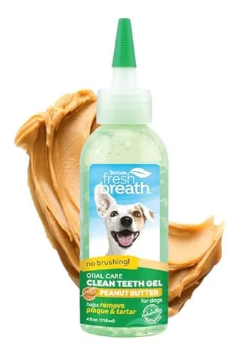TropiClean No Brush Dog Toothpaste Peanut Butter 4oz (118ml) | Freshens Breath & Removes Plaque thumbnail 1