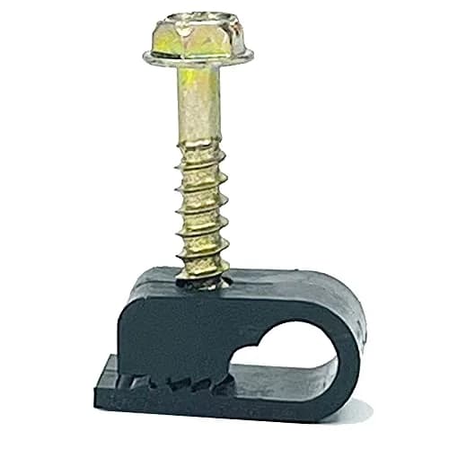 Stanz (TM) Flex Coaxial Cable Clips 1/4 in (6 mm) Black | UV Protected, Outdoor Rated, 100 Pieces — Single Black