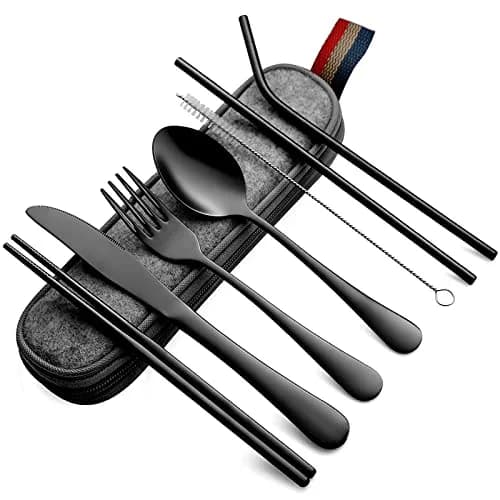DEVICO Full-Size Travel Silverware Set with Case | Durable 18/8 Stainless Steel Flatware for Camping & Daily Use thumbnail 1