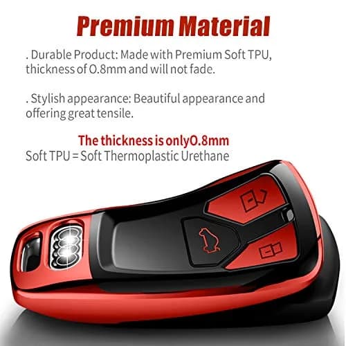 Tukellen Red Soft TPU Key Fob Cover for Audi A4 Q7 Q5 TT A3 A6 SQ5 R8 S5 Smart Key | 360° Protection thumbnail 2