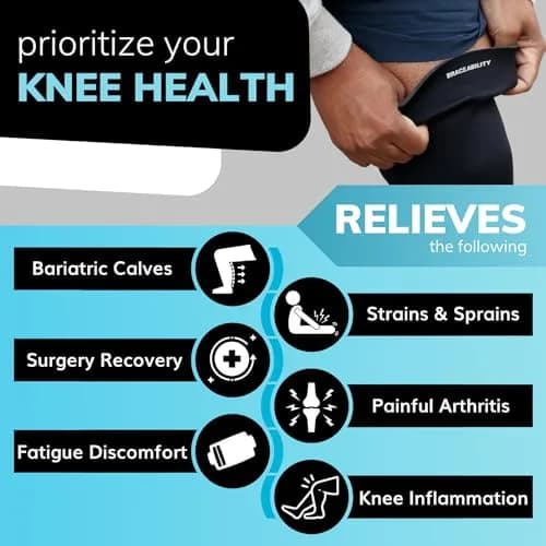 BraceAbility Plus Size Knee Sleeve 3X-Large Wide | Orthopedic Brace for Arthritis Joint Pain thumbnail 3