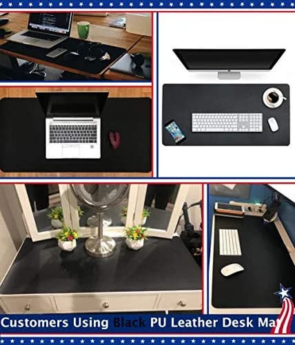 Easy Easy Life Black Desk Pad Protector 61cm x 91cm (24" x 36") | Waterproof PU Leather Mat for Office & Home thumbnail 3