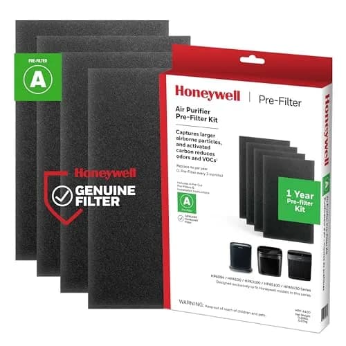 Honeywell Air Purifier Carbon Pre-Filter, HRF-A100 4 Count | Effective Odor & Particle Capture thumbnail 1