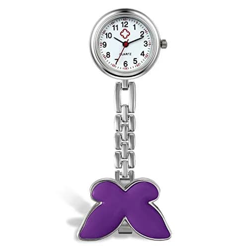 Avaner Butterfly Nurse Watch Clip-On Analog Quartz Fob Pocket Watch 2.6cm thumbnail 1