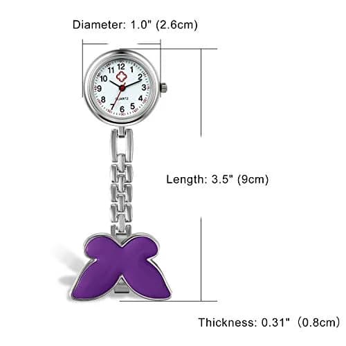 Avaner Butterfly Nurse Watch Clip-On Analog Quartz Fob Pocket Watch 2.6cm thumbnail 7