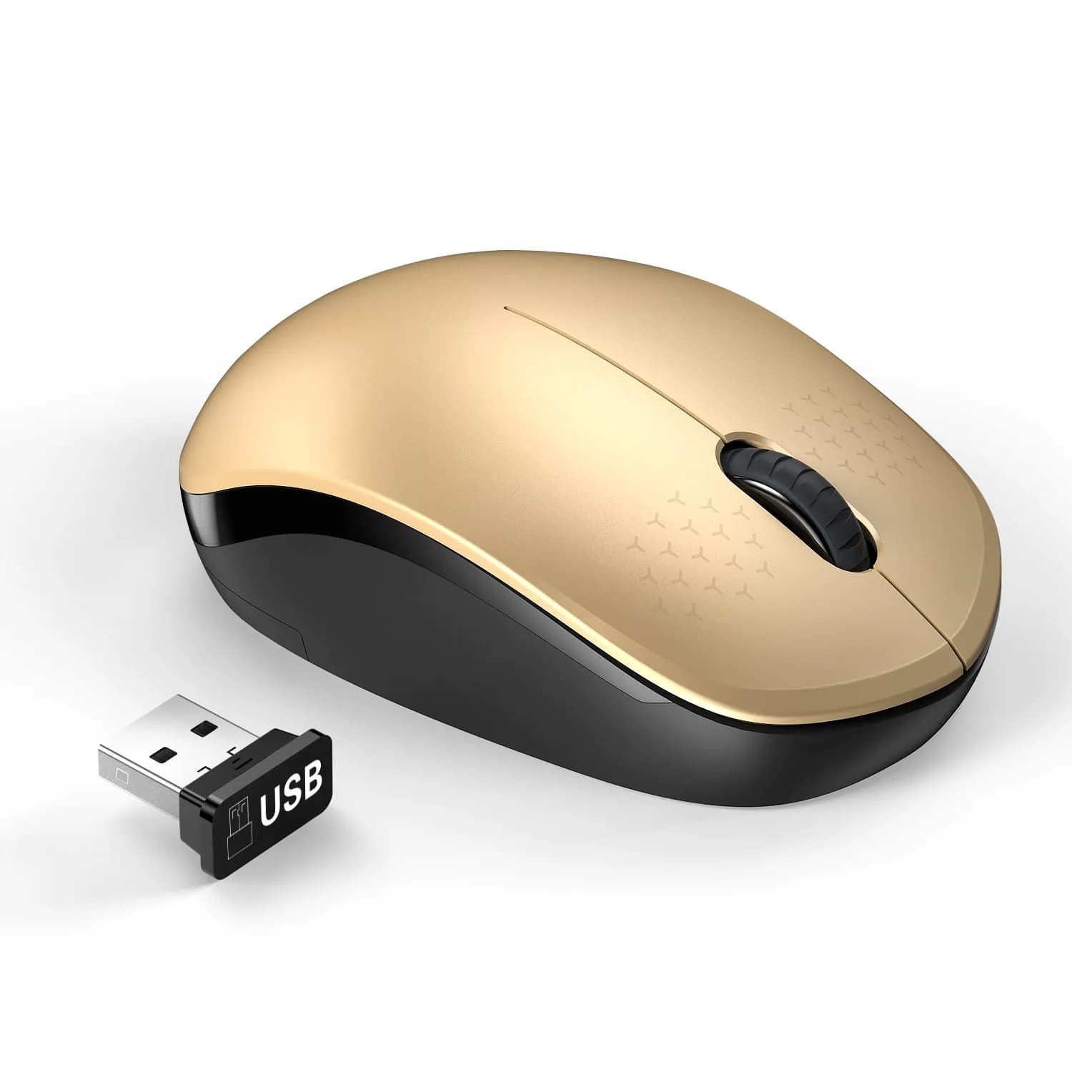 seenda Wireless Mouse for Laptop, 2.4G Noiseless Computer Mouse, Pink | Compact, Noiseless Clicks, Reliable 33ft Range — Gold and Black