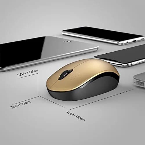 seenda Wireless Mouse for Laptop, 2.4G Noiseless Computer Mouse, Black&Gold | 101mm (4.5in) Length, 50mm (2.8in) Width, 32mm (1.25in) Height thumbnail 6