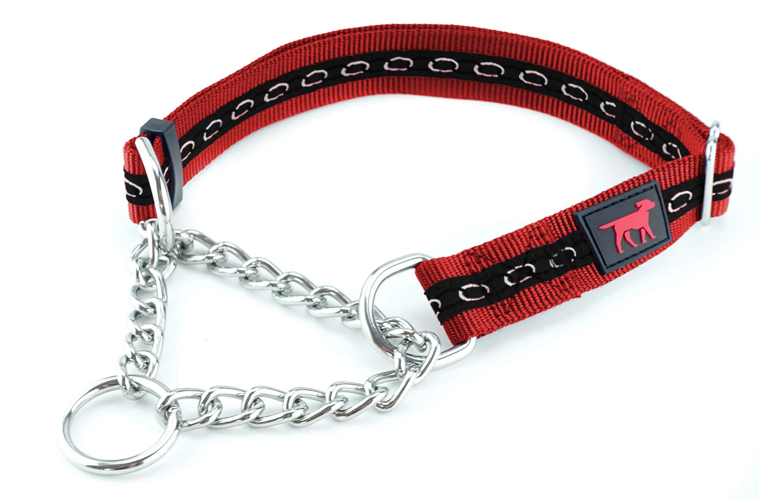 Tuff Pupper Martingale Dog Collar for Small Dogs (12-20" Neck) | Gentle Nylon & Stainless Steel Chain for Training