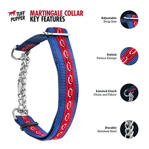 Tuff Pupper Martingale Dog Collar for Small Dogs (12-20" Neck) | Gentle Nylon & Stainless Steel Chain for Training thumbnail 2