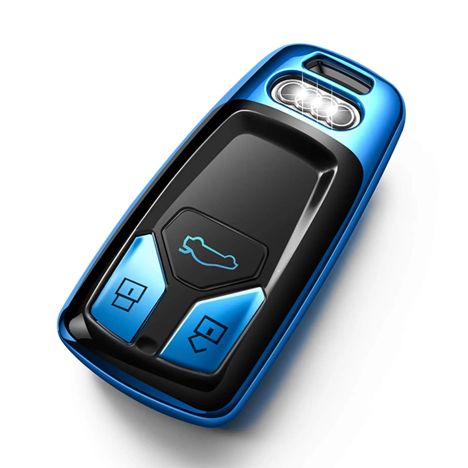 Tukellen Red Soft TPU Key Fob Cover for Audi A4 Q7 Q5 TT A3 A6 SQ5 R8 S5 Smart Key | 360° Protection — Blue