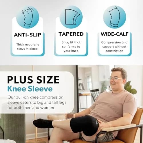 BraceAbility Plus Size Neoprene Knee Sleeve 4XL (16 inches) | Orthopedic Brace for Bariatric Pain thumbnail 4
