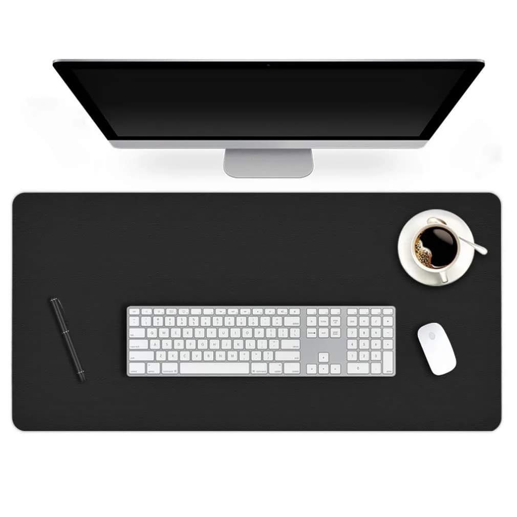 Easy Easy Life Black Desk Pad Protector 61cm x 91cm (24" x 36") | Waterproof PU Leather Mat for Office & Home — Midnight Black / 24" x 60"