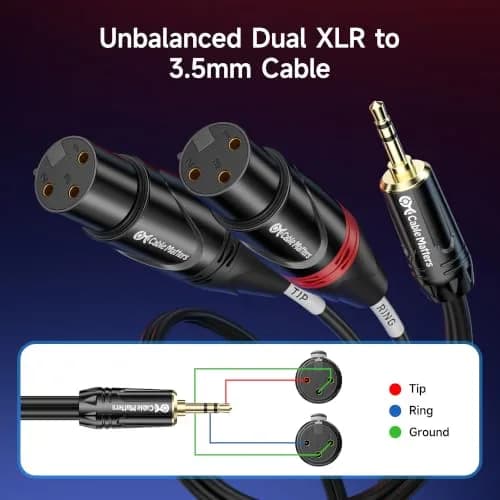 Cable Matters 3.5mm TRS to 2 XLR Male to Female Cable, 3.05m (10ft) | Balanced Audio for Microphones thumbnail 2