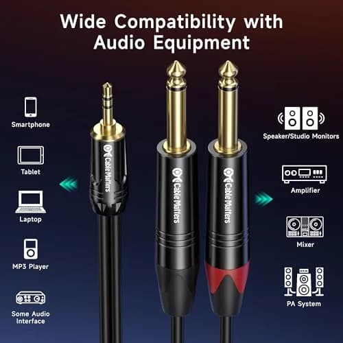 Cable Matters 3.5mm TRS to Dual 6.35mm TS Breakout Cable, 1.83 m (6 ft) | Connect Audio Devices with Clear Sound thumbnail 5